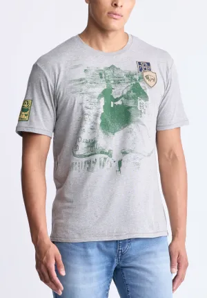 Tasher Men's Graphic Patch T-Shirt, Heather grey - BM24509
