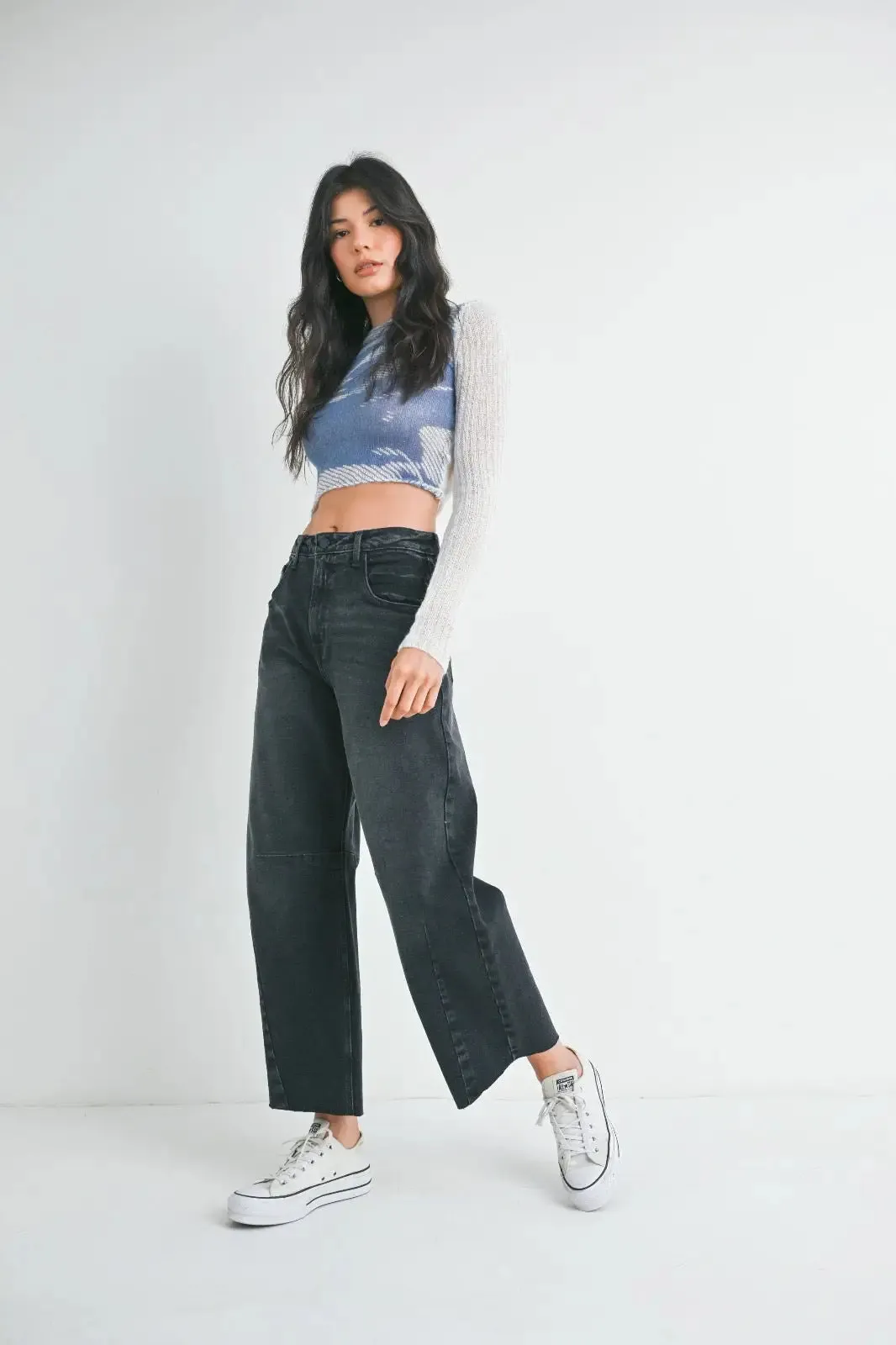 THE SEAMED BARREL WILD LEG DENIM JEANS