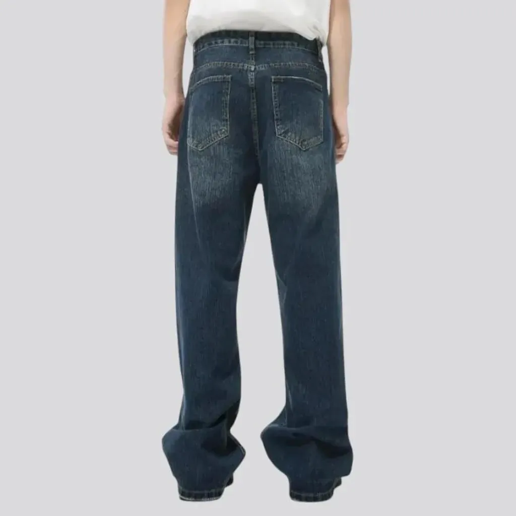 Trendy baggy mid-waist jeans for men