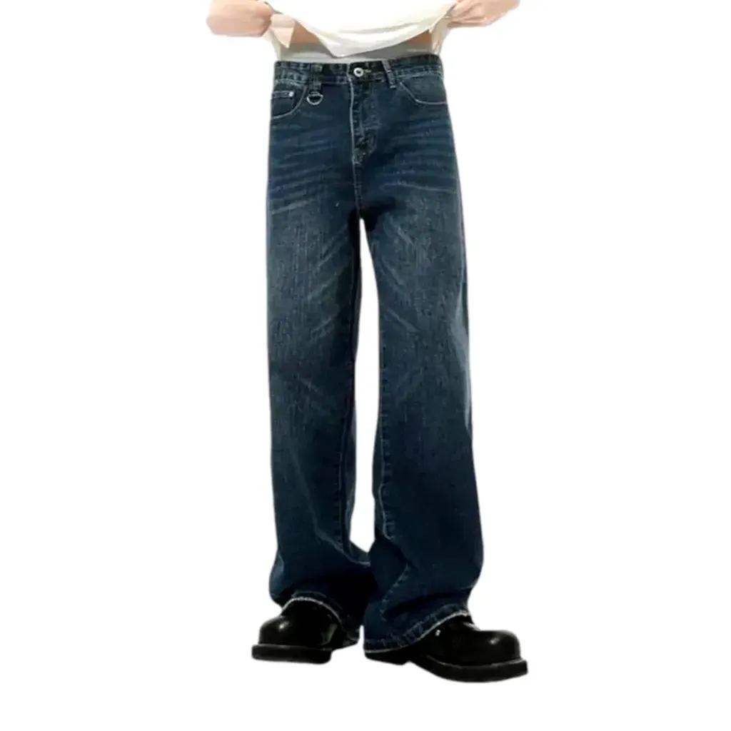 Trendy baggy mid-waist jeans for men