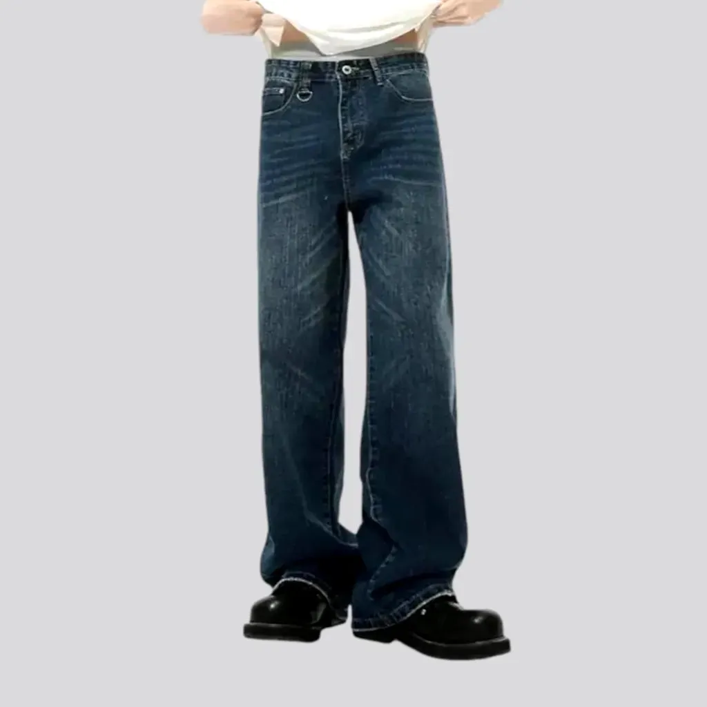 Trendy baggy mid-waist jeans for men