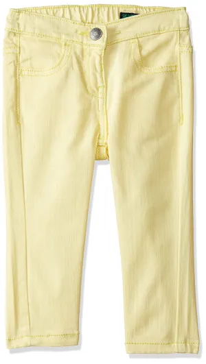 United Colors of Benetton Baby Girl's Regular fit Jeans (18A4DLQ57GY0G_07B_1Y_Bamboo (Yellow) 9-12 Months)