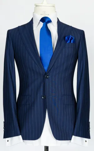 Vitale Barberis - Mid Blue pinstriped 2-piece slim fit suit