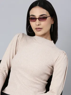 Women Beige Solid Top